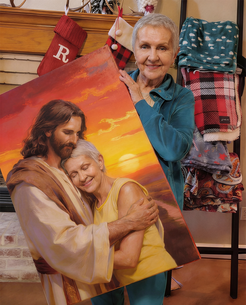 A Personalized Portrait of Jesus Holding You or someone you love.